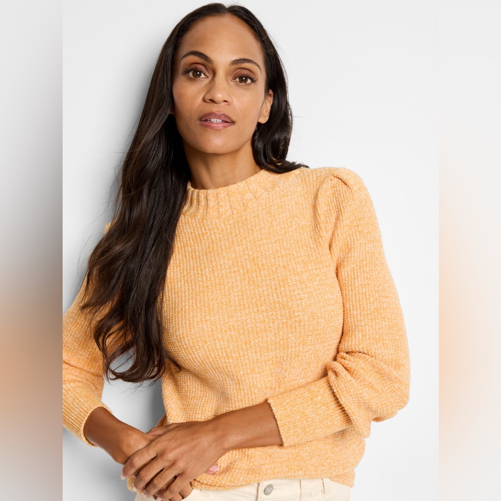 NIC+ZOE Warm Peach Crew Neck Sweater